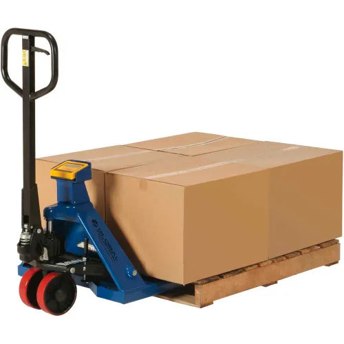 Global Industrial™ Manual Pallet Jack Scale Truck, 5500 lb. Capacity, 27"W x 48"L Forks