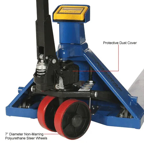 Global Industrial™ Manual Pallet Jack Scale Truck, 5500 lb. Capacity, 27"W x 48"L Forks