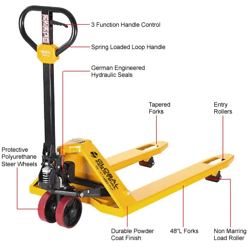 Global Industrial™ Industrial Duty Manual Pallet Jack, 5500 lb. Capacity, 21"W x 48"L Forks