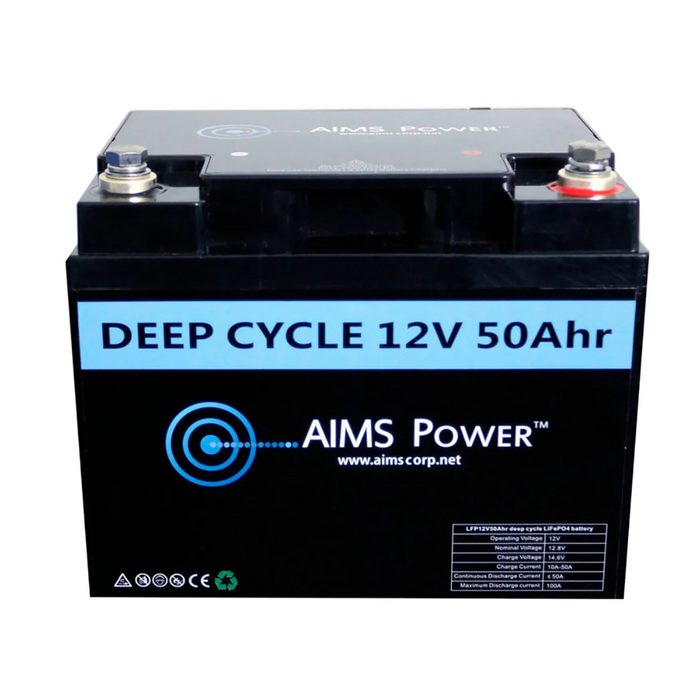 AIMS Power LFP12V50A, Power Lithium Iron LiFePO4 12V Battery 50 AH